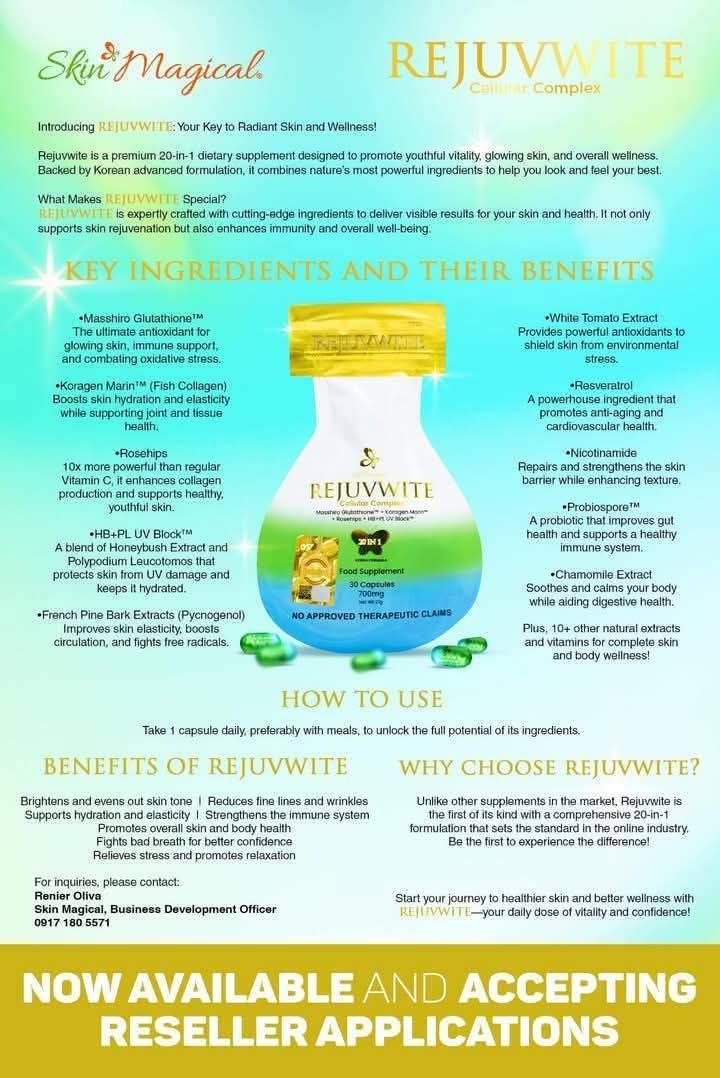 SKIN MAGICAL REJUVWITE  20IN1 GLUTATHIONE 30CAPS/SACHET EXP JAN 02,2027