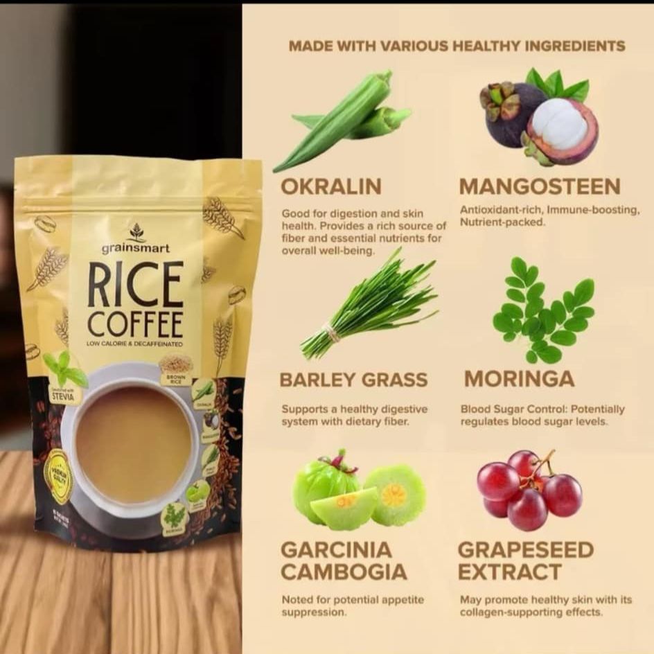 GRAINMART RICE COFFE DECAFF 10 SACHETS/BOX EXP AUG 26,2026