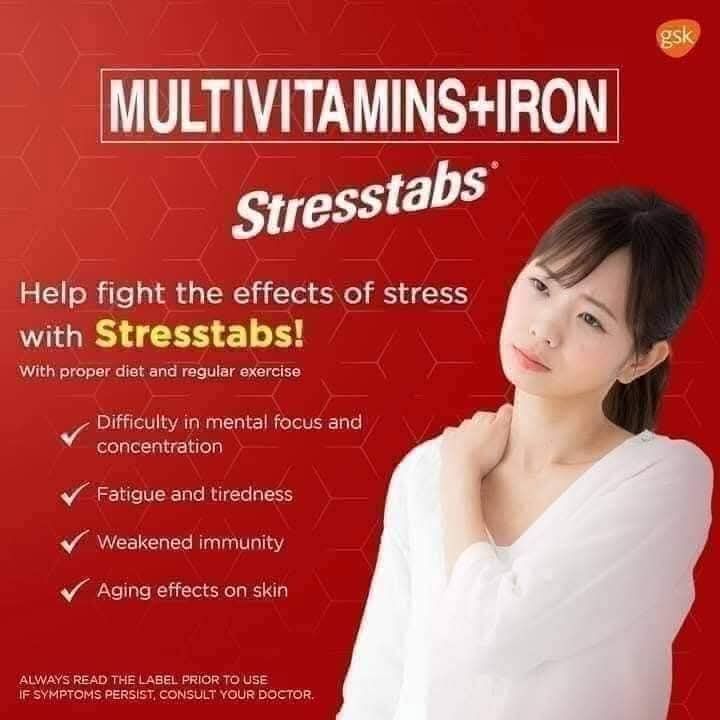 STRESSTABS + IRON MULITVITAMINS 30 TABLETS/BOTTLE EXP OCT 15,2027