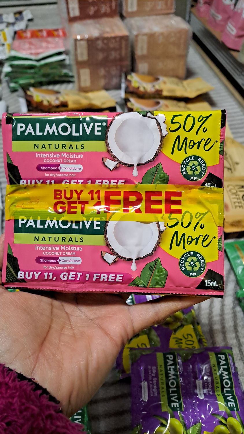 PALMOLIVE INTENSIVE MOISTURE COCONUT CREAM SHAMPOO &amp; CONDITIONER 12 SACHETS
