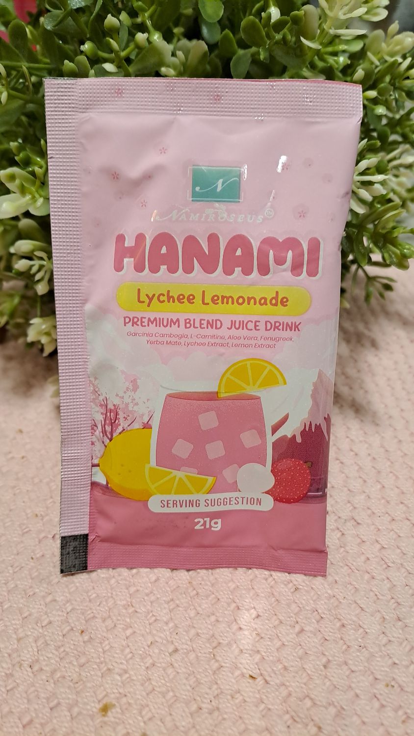 NAMIROSEUS HANAMI LYCHEE LEMONADE PREMIUM BLEND JUICE DRINK SACHET 21G EXP NOV 21,2026