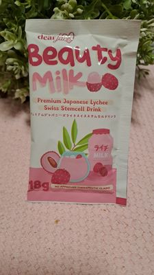 DEAR FACE BEAUTY MILK LYCHEE SWISS STEMCELL DRINK SACHET 18 EXP NOV 23,2026