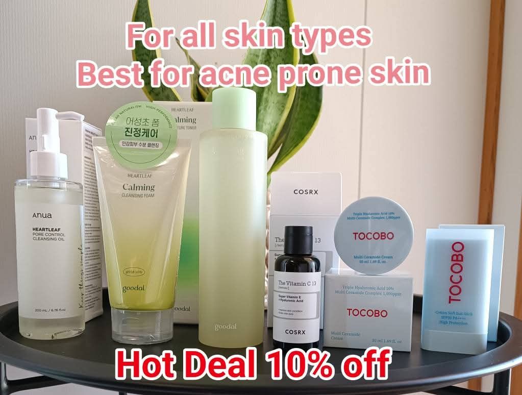 HOT DEAL FOR ALL SKIN TYPES BEST FOR ACNE PRONE SKIN SET OF 6 PRODUCTS