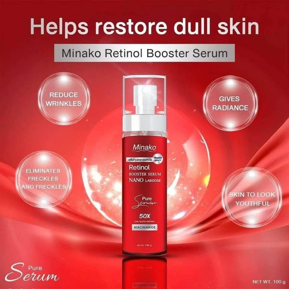 MINAKO FACE AND BODY SERUM WITH RETINOL +NIACINAMIDE 100ML EXP AUG 23.2027