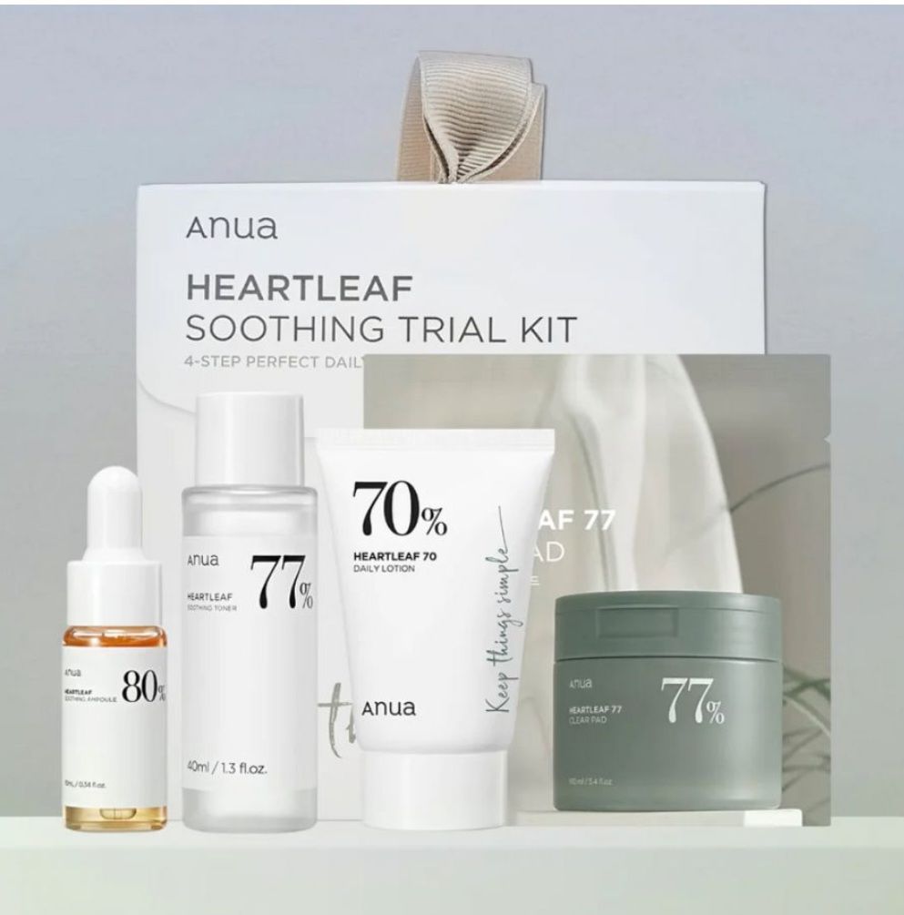 ANUA HEARTLEAF SOOTHING TRAVEL KIT 2 sheets+40ml toner+10ml serum+20ml cream