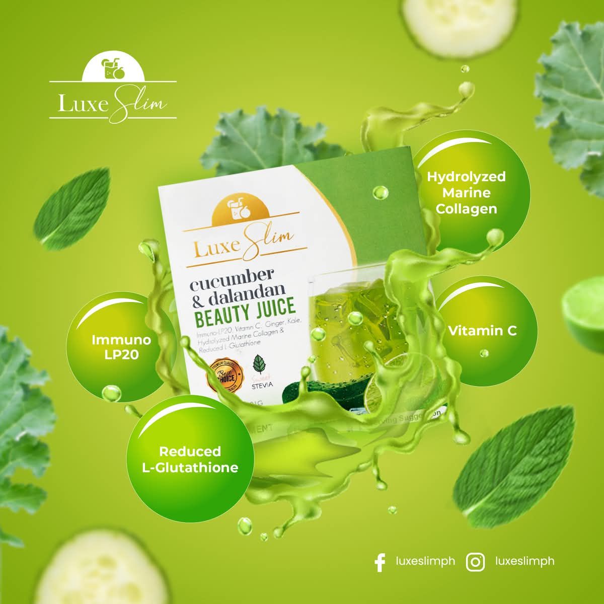 LUXESLIM CUCUMBER DALANDAN JUICE 10 SACHETS/BOX EXP OCT 21,2026