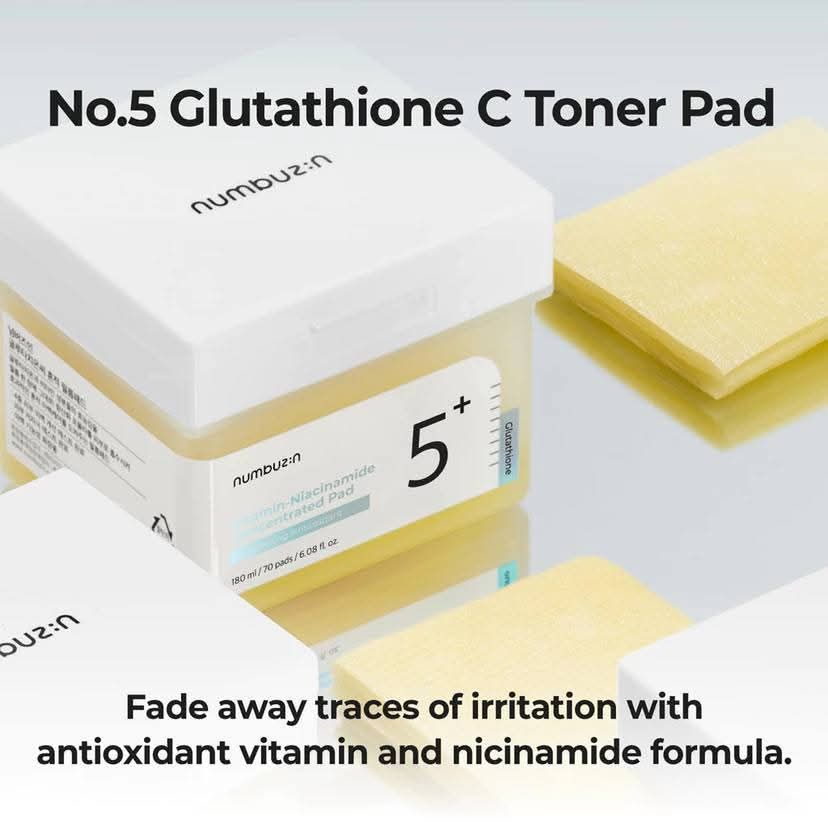 NUMBUZIN NO.5 +GLUTATHIONE VITAMIN+NIACINAMIDE CONCENTRATED PAD 70PCS/BOX EXP JULY 12,2028