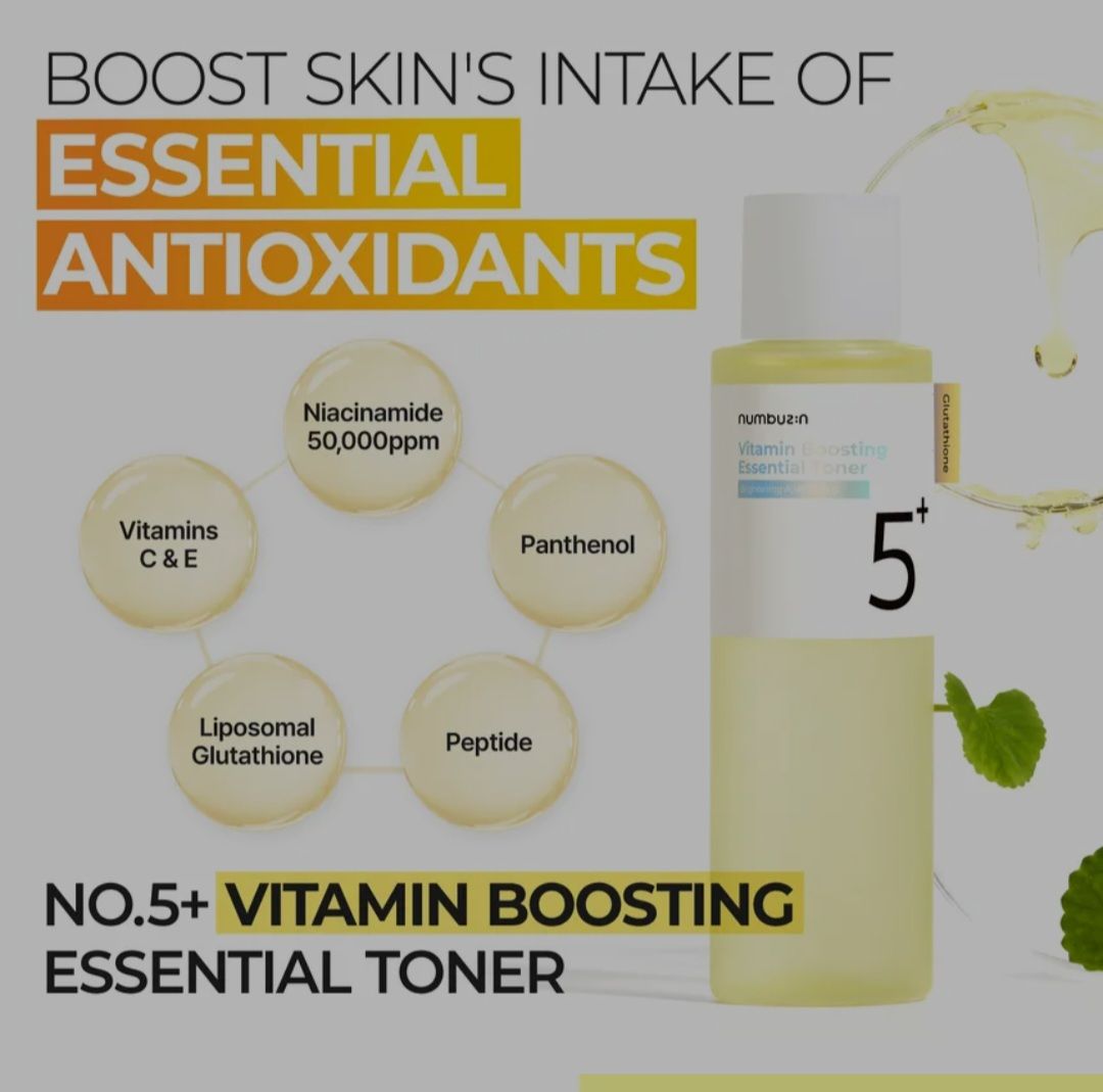 NUMBUZIN NO.5 +GLUTATHIONE +VITAMIN BOOSTING ESSENTIAL TONER  200ML EXP SEP 20.2028
