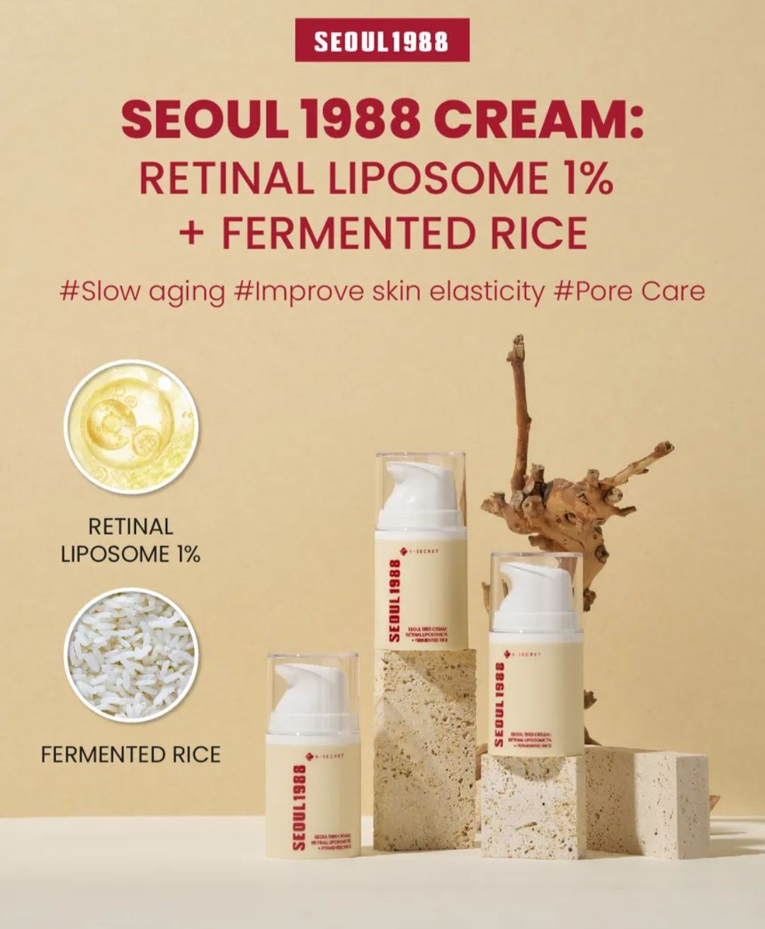 K-SECRET SEOUL 1988 CREAM: RETINAL LIPOSOME 1% +FERMENTED RICE 50ML EXP SEPN22.2028
