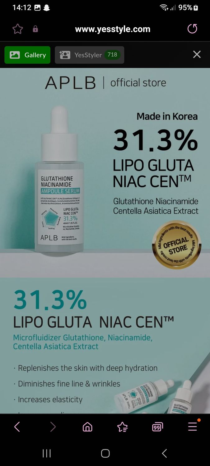 ALPB GLUTATHIONE +CENTELLA AMPOULE SERUM 30ML EXP MARXH 23.2027