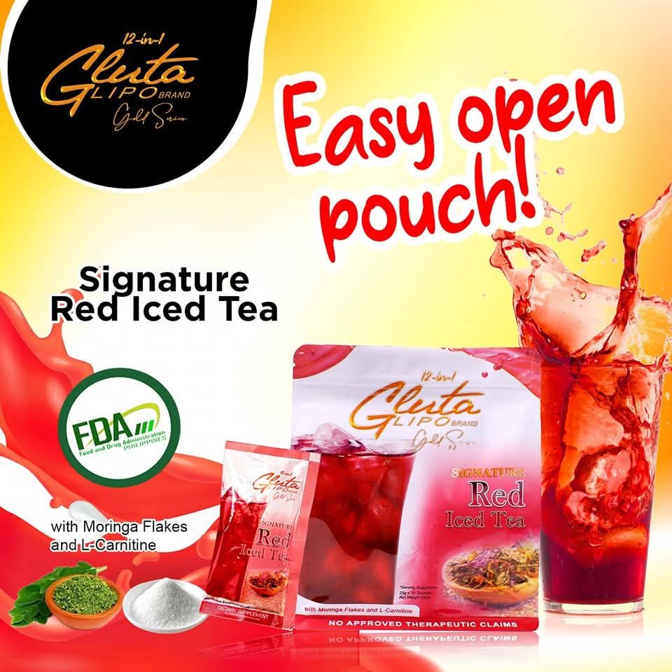 GLUTA LIPO RED ICED TEA 10 SACHETS/POUCH EXP OCT 25,2026