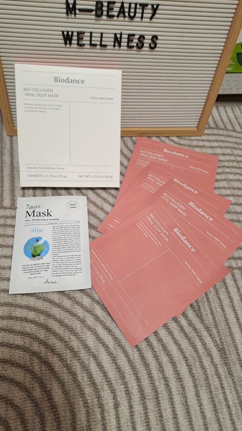 BIODANCE COLLAGEN MASK SHEET 4PCS/BOX WITH FREE ARIUL 7 DAYS ALOE VERA MASK SHEET.