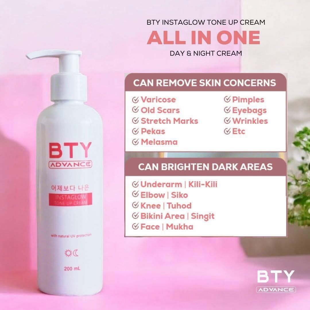 BTY INSTANT GLOW TONE UP BODY CREAM 200ml EXP OCT 21.2027