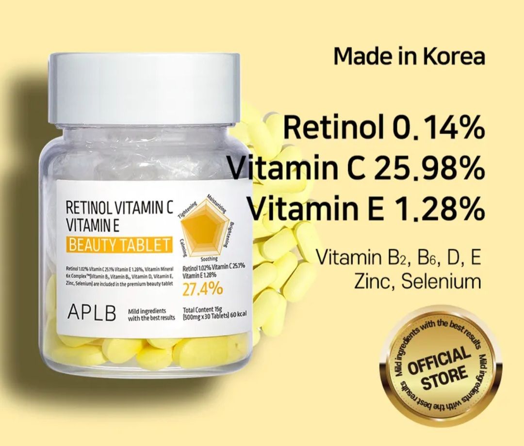 APLB RETINOL VITAMIN C VITAMIN E BEAUTY TABLETS 30PCS EXP NOV 21.2027