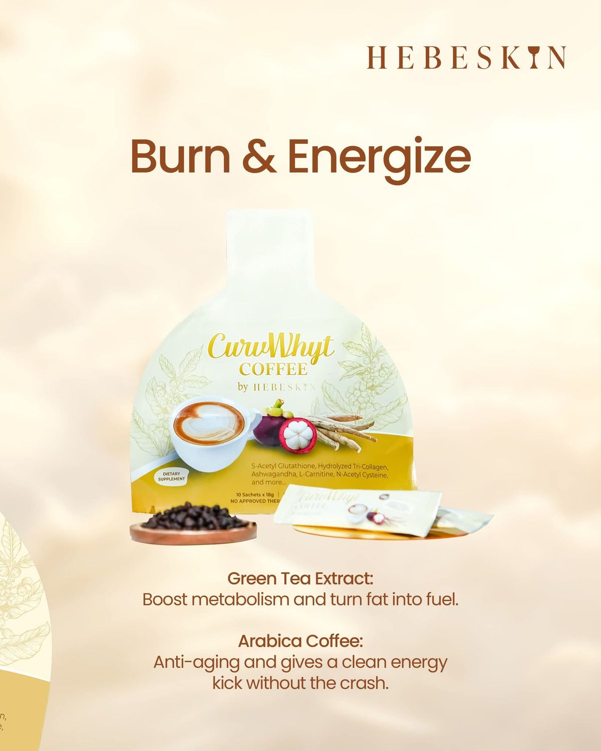 HEBESKIN CURVWYT COFFEE 10 SACHETS/PACK EXP JULY 20.2027