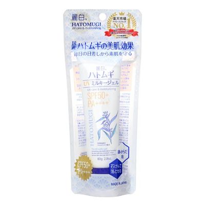 REIHAKU HATOMUGI SUNSCREEN UV MILK GEL SPF 50+ PA++++ 80G EXP AUG 21.2028
