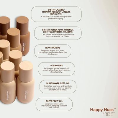 HAPPY HUES TINTED SUNSCREEN SPF 50+PA++++ 30ML MADE IN KOREA EXP DEC 31,2027