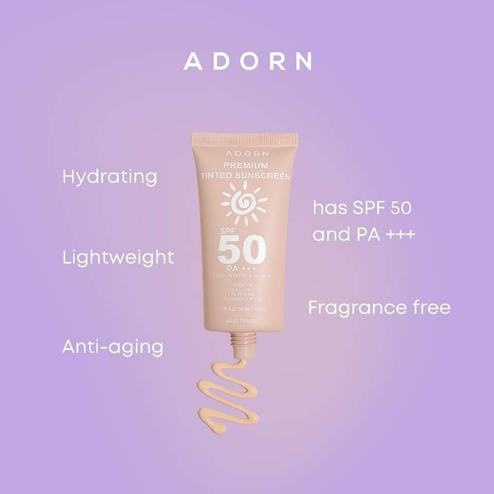 ADORN TINTED SUNSCREEN SPF50 PA+++ 50G EXP SEPT 31,2027