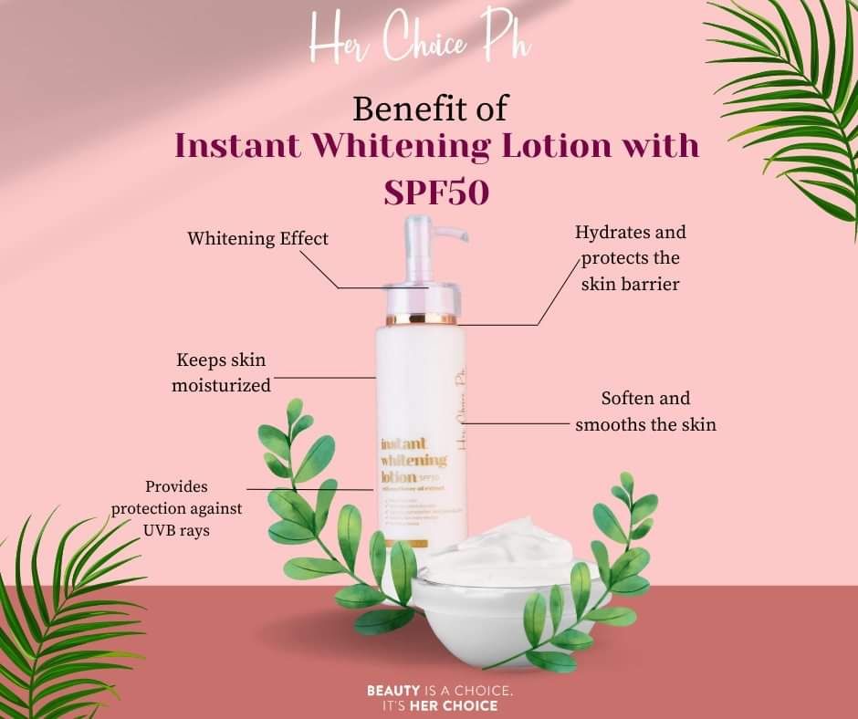 HER CHOICE INSTANT WHITENING LOTION SPF50 250ML EXP JUNE 2026