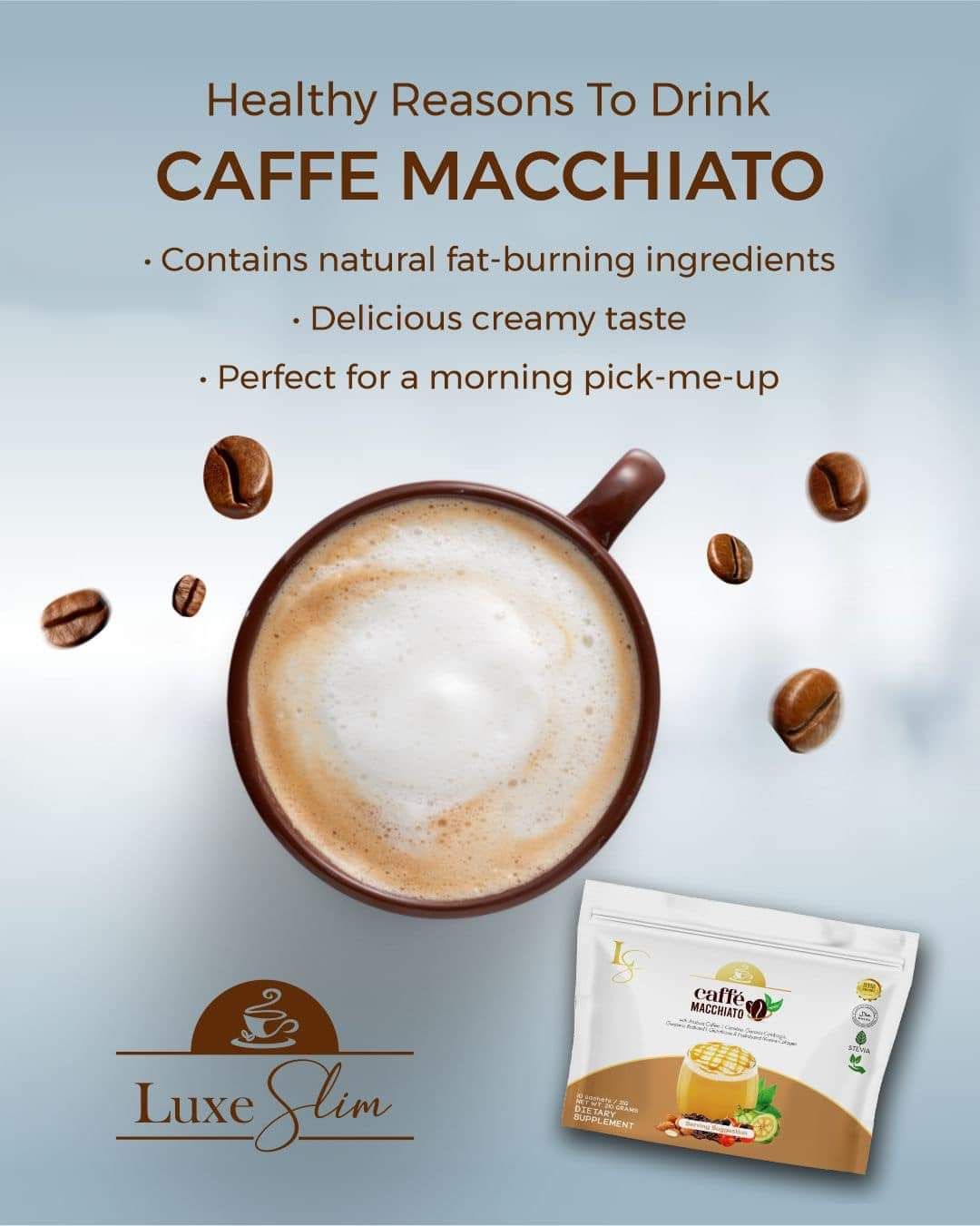 LUXE SLIM CAFFE MACCHIATO 8 SACHETS/POUCH EXP.JULY 23,2027