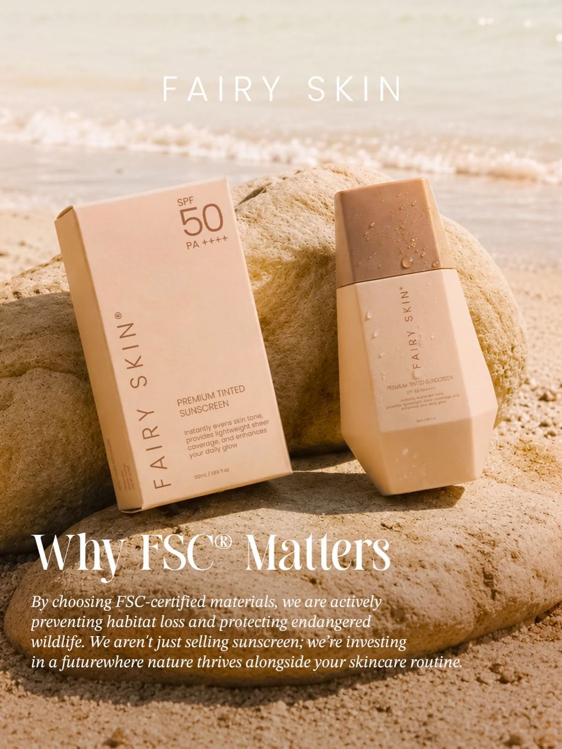 FAIRY SKIN TINTED SUNSCREEN SPF 50+ PA++++ NEW PACKEGING 50G   EXP DEC 31,2027