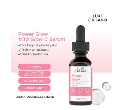 LUXE ORIGANIX POWER GLOW VITAMIN C SERUM WITH SEA BUCKHORN+GALACTOMYCES +VITAMIN C 80% 30ML EXP JULY 17,2027 MADE IN KOREA