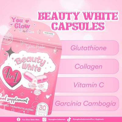 YOU GLOW BABE BEAUTY WHITE 4IN1 CAPSULES 30PCS EXP JANUARY 28,2027 YOU GLOW BABE BEAUTY WHITE 4IN1 CAPSULES 30PCS EXP JANUARY 28,2027