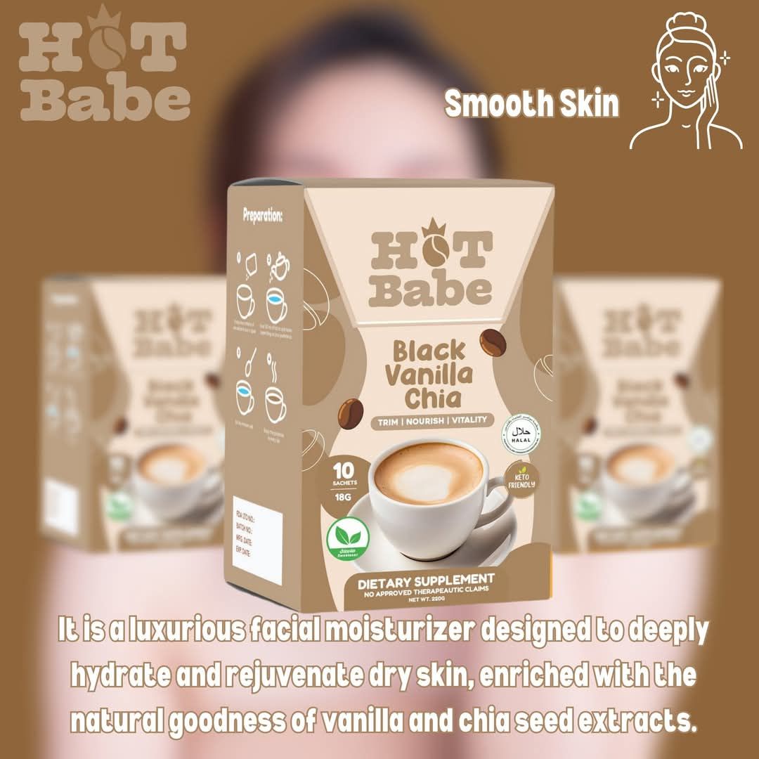 HOT BABE VANILLA CHIA COFFEE 10 SACHETS/BOX EXP NOV 12,2027
