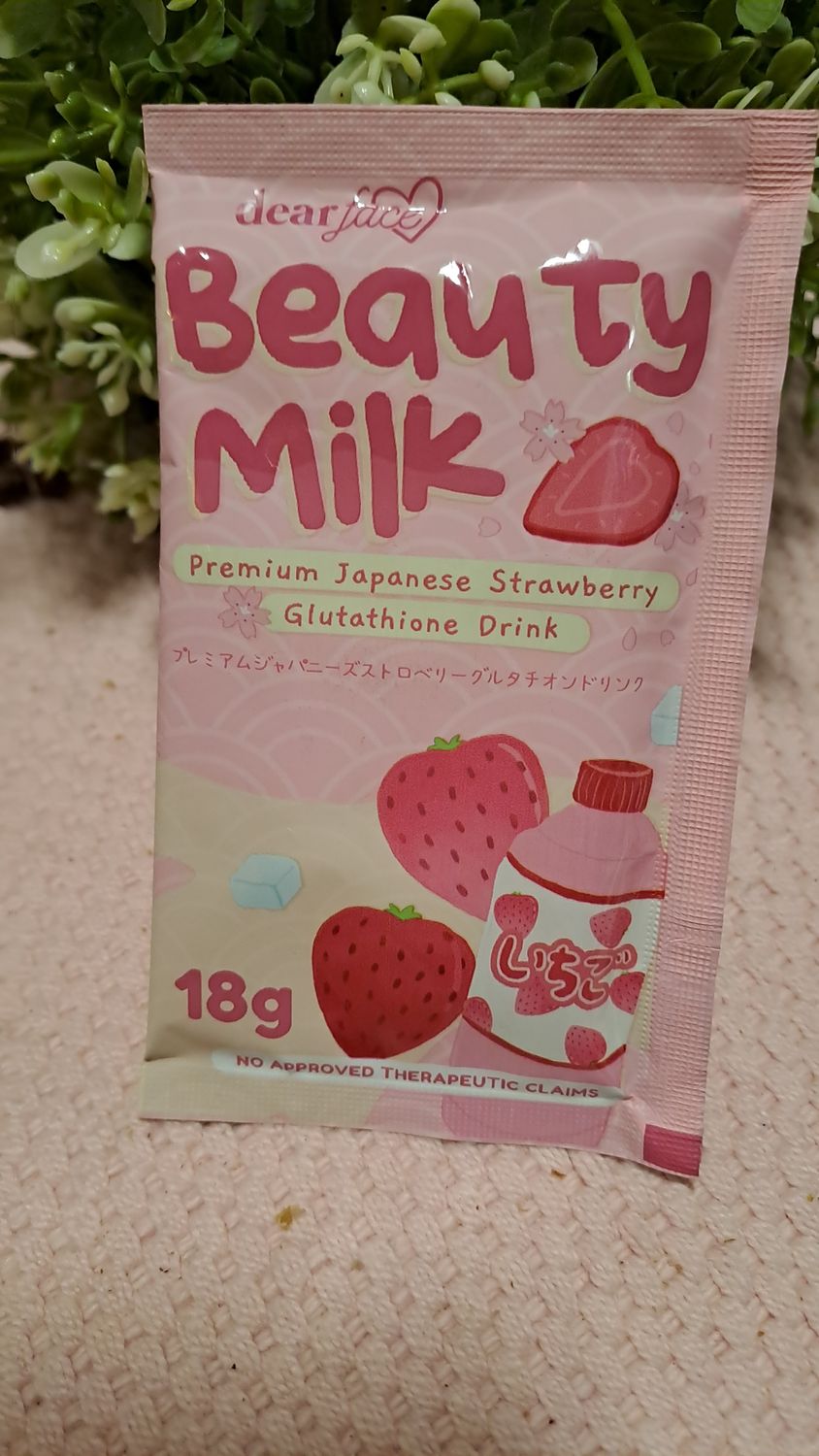 DEAR FACE BEAUTY MILK STRAWBERRY FLAVOR SACHET 18G EXP NOV 20,2027 DEAR FACE BEAUTY MILK STRAWBERRY FLAVOR SACHET 18G EXP NOV 20,2027