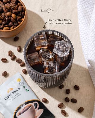 LUXE SLIM CAFFE BLACK WITH ORAL SUNBLOCK 8 SACHETS/POUCH EXP OCT 21,2028