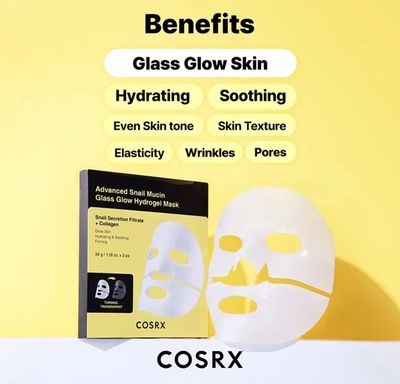 COSRX ADVANCED SNAIL MUCIN GLASS GLOW HYDROGEL MASKSHEET 34G