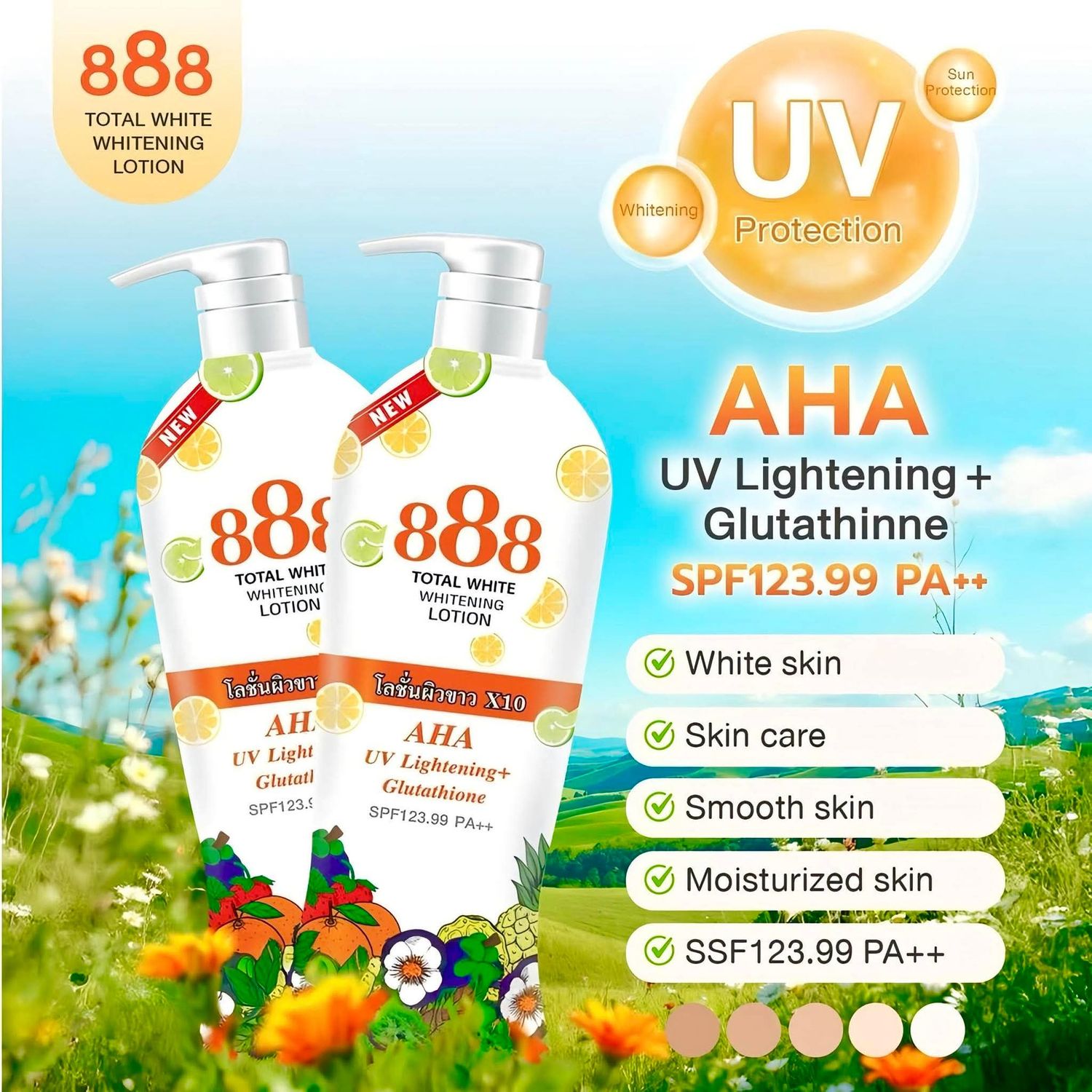 888 TOTAL WHITE WHITENING LOTION SPF 50 PA++++ 500ML