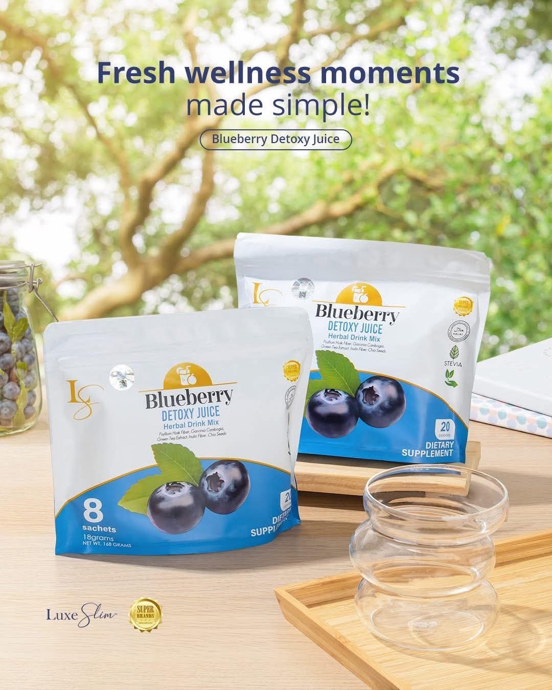 LUXE SLIM DETOX JUICE BLUEBERRY 8 SACHETS/PACK EXP SEP 21.2027