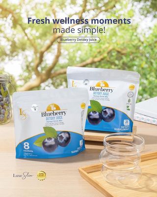 LUXE SLIM DETOX JUICE BLUEBERRY 8 SACHETS/PACK EXP SEP 21.2027 LUXE SLIM DETOX JUICE BLUEBERRY 8 SACHETS/PACK EXP SEP 21.2027