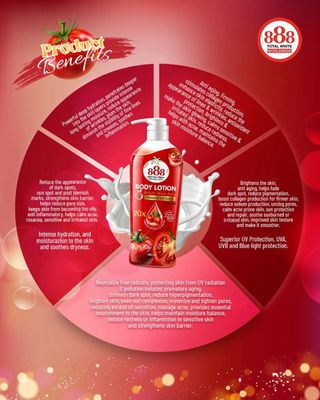 888 TOMATO GLUTA 20X WHITENING LOTION SPF50+ 520ML