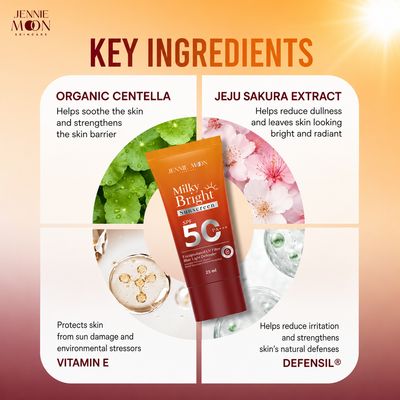 JENNIE MOON MILKY BRIGHT SERUM SUNSCREEN SPF 50 PA++++ 25ML JENNIE MOON MILKY BRIGHT SERUM SUNSCREEN SPF 50 PA++++ 25ML