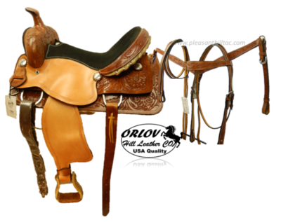 Orlov Hill Leather CO.® Barrel 4 piece saddle set Save 12&quot; thru 16&quot;