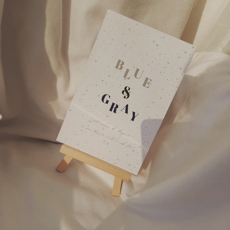 Blue and gray print