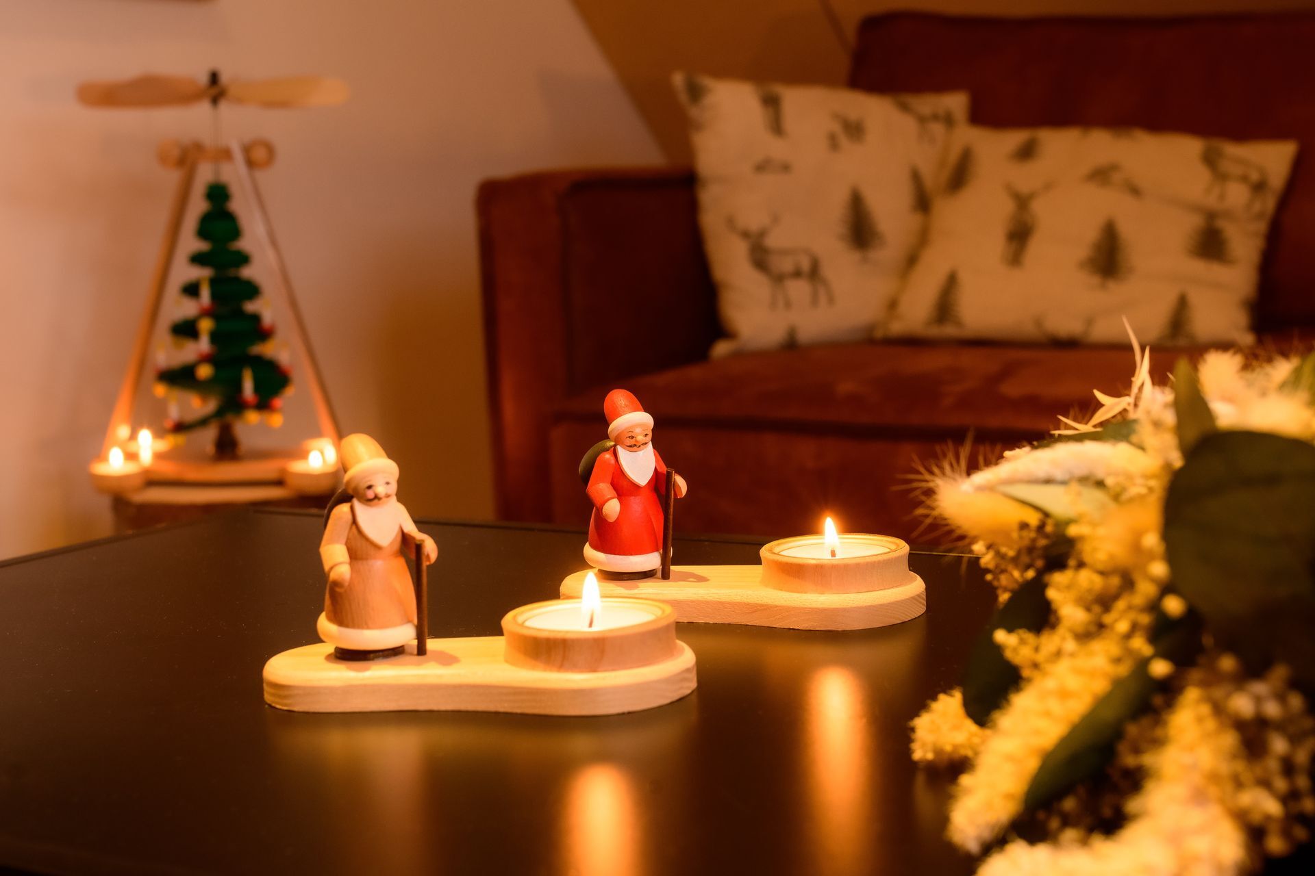 Teelichthalter Weihnachtsmann bunt