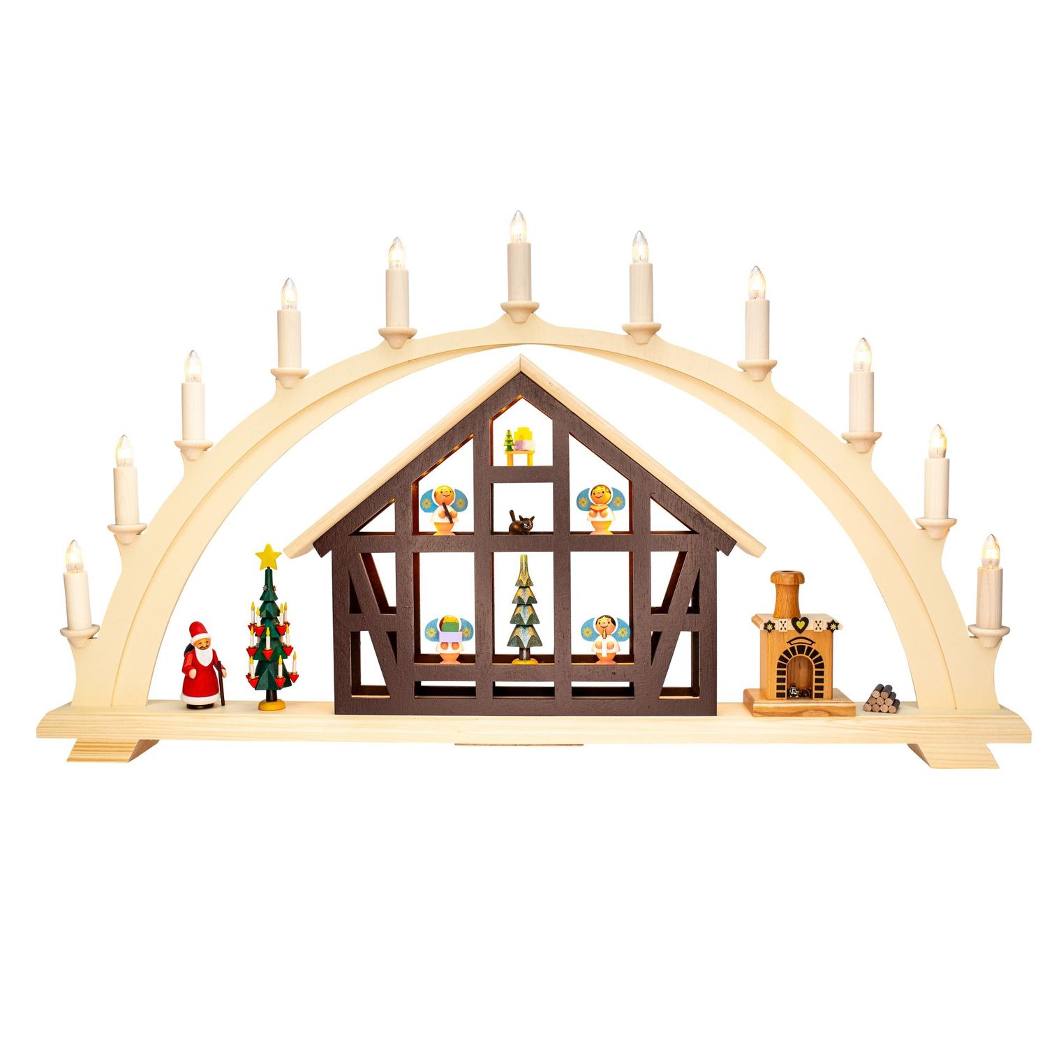 Schwibbogen Weihnachtsmannhaus mit Pfefferküchlerei