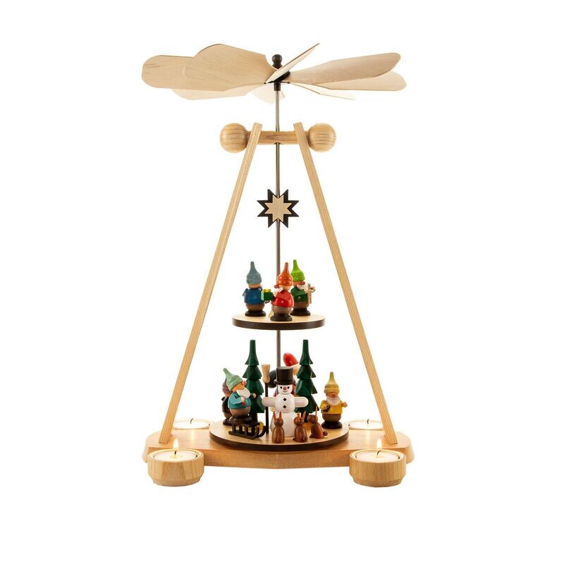 Teelichtpyramide mit Zwergen "Nasenraub"