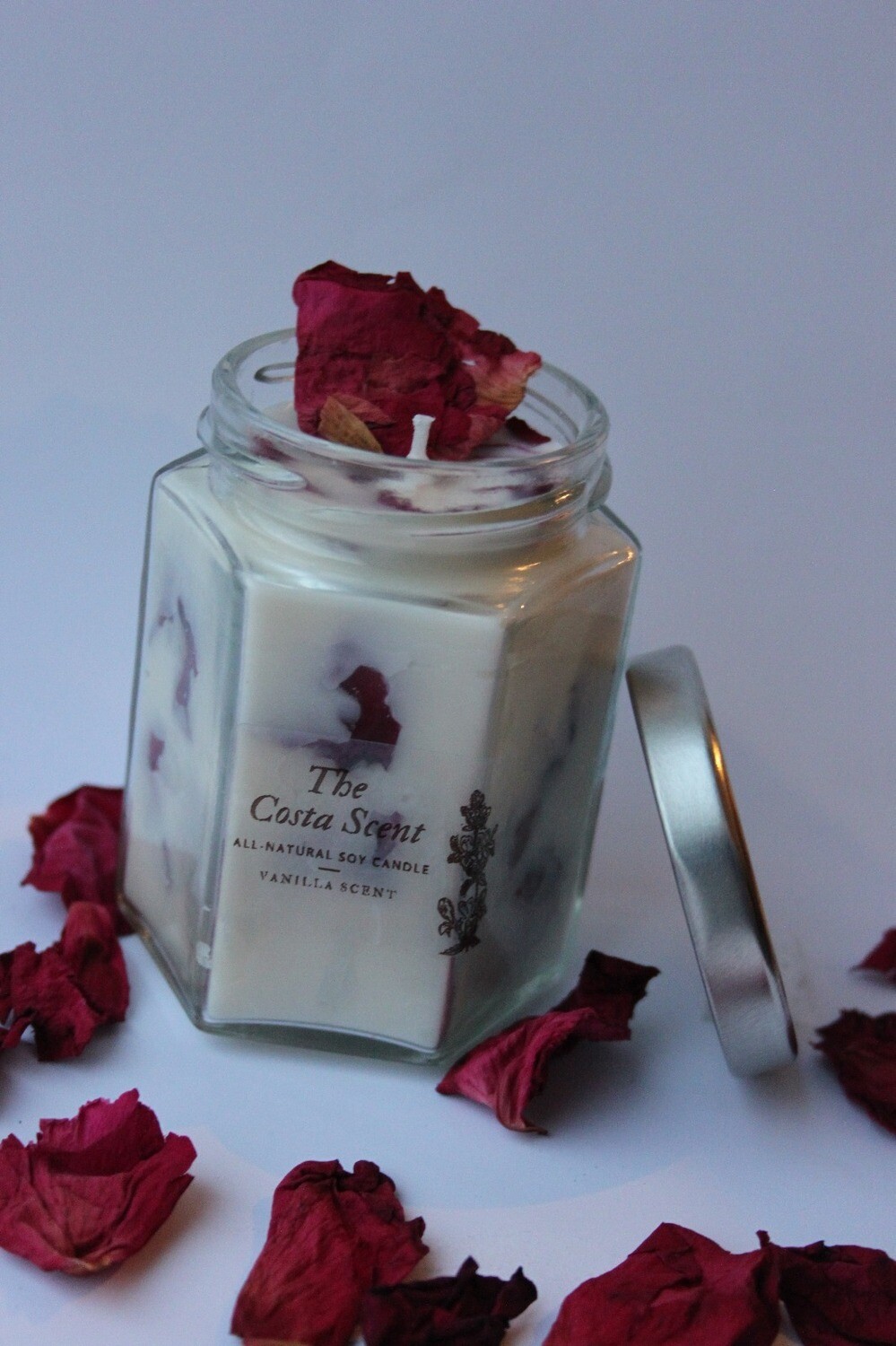 Rose Petal Embedded Candle