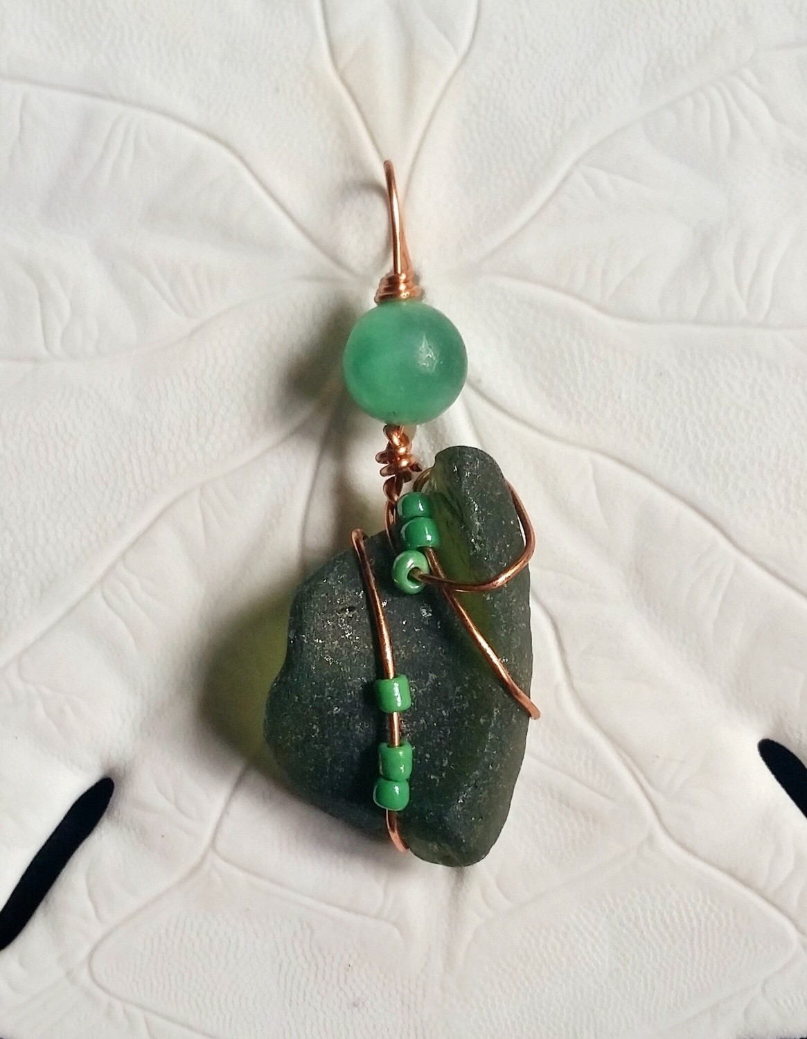 Green Sea Glass and Jade