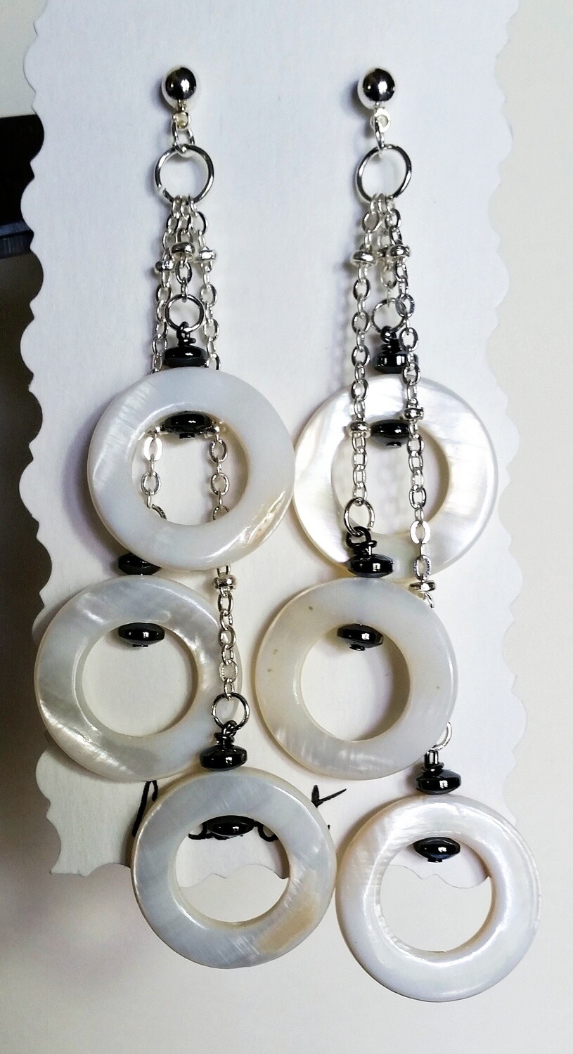 Shell and Hermite Stone Dangle Earrings