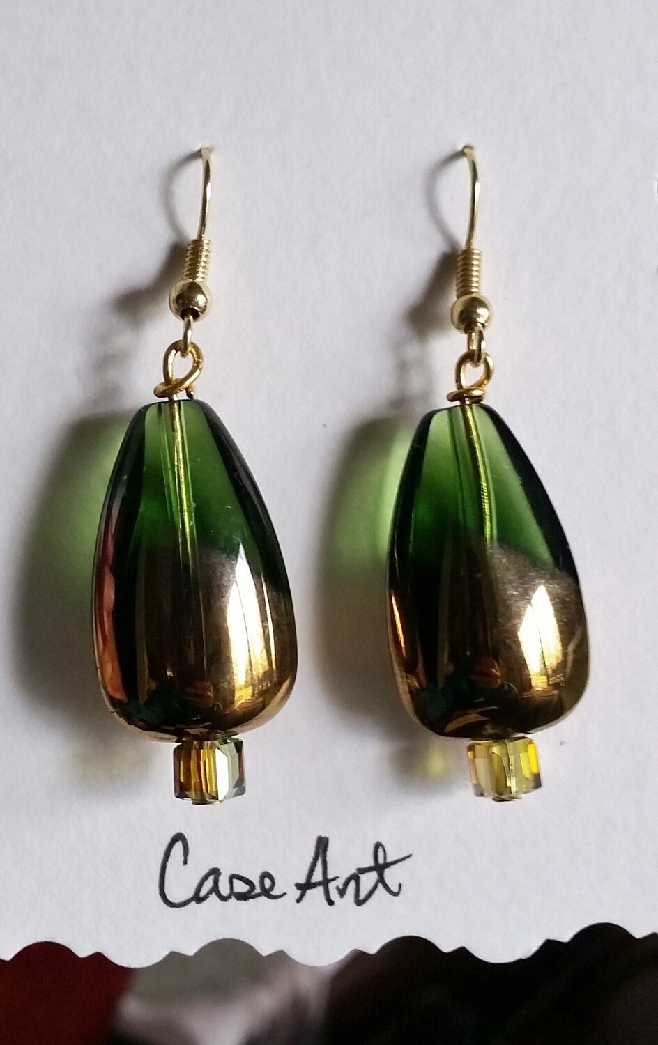 Emerald Glass Drops with Czech Glass Beads