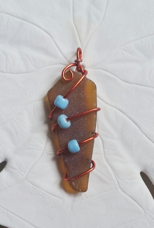 Brown Wire Wrapped Sea Glass