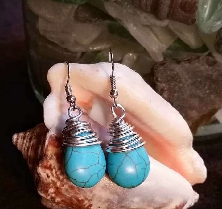 Silver Wrapped Turquoise