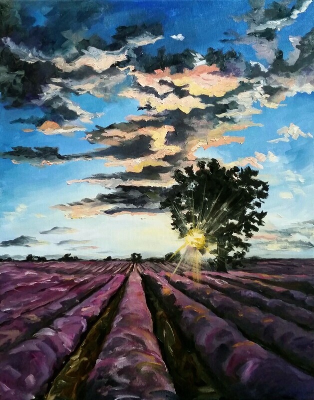 Sunset Over Lavender Fields