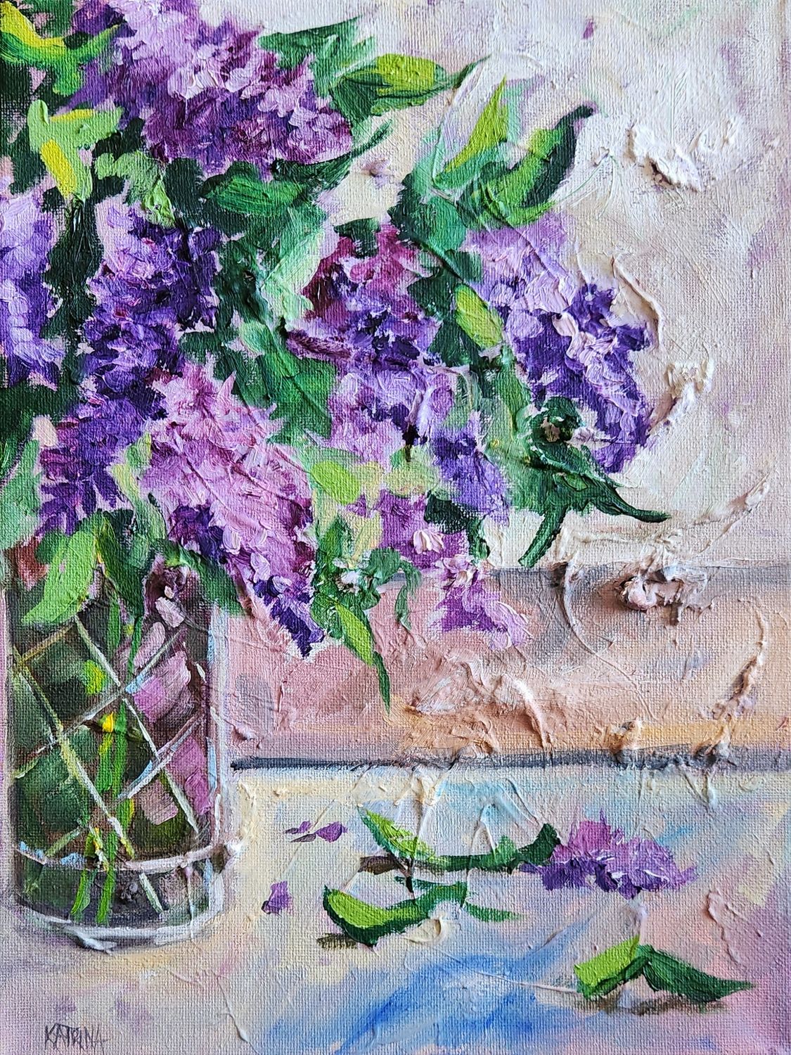 Lilacs in Glass Vase