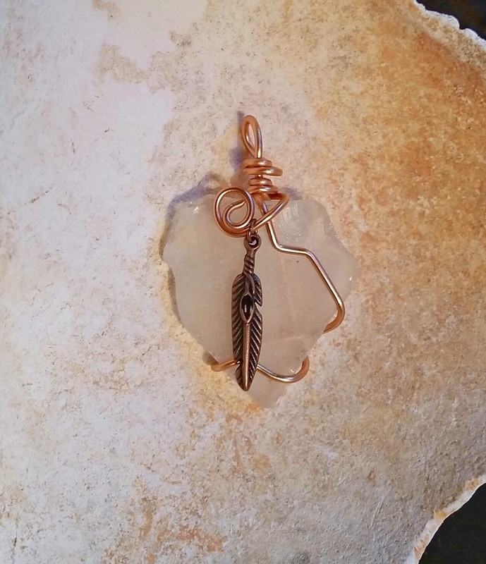 Sea Glass and Feather